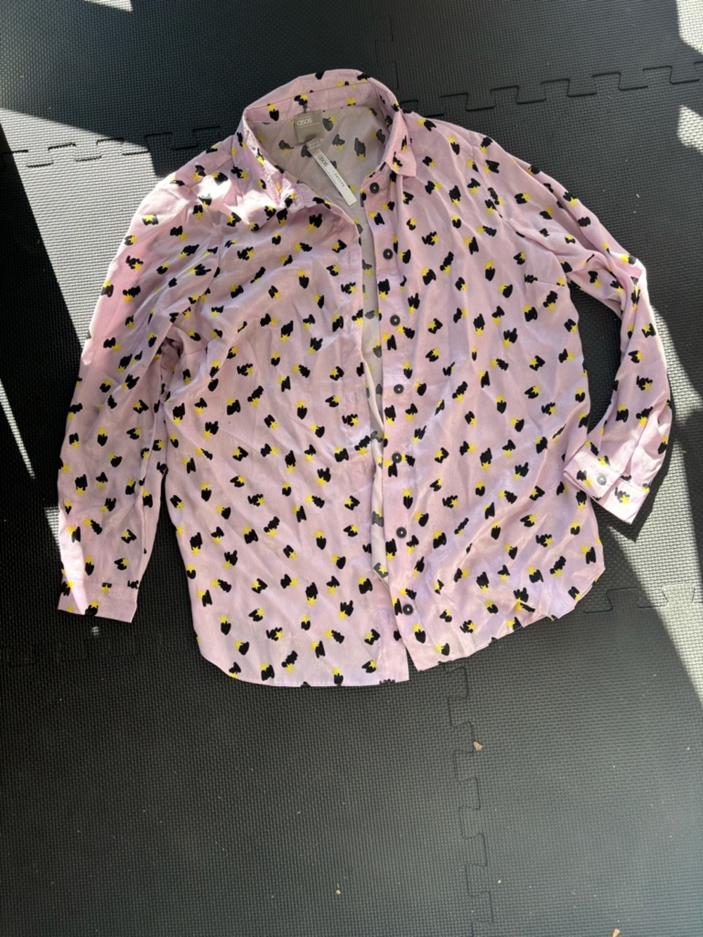 ASOS Pink Button-Up Shirt with Black & Yellow Star Print
